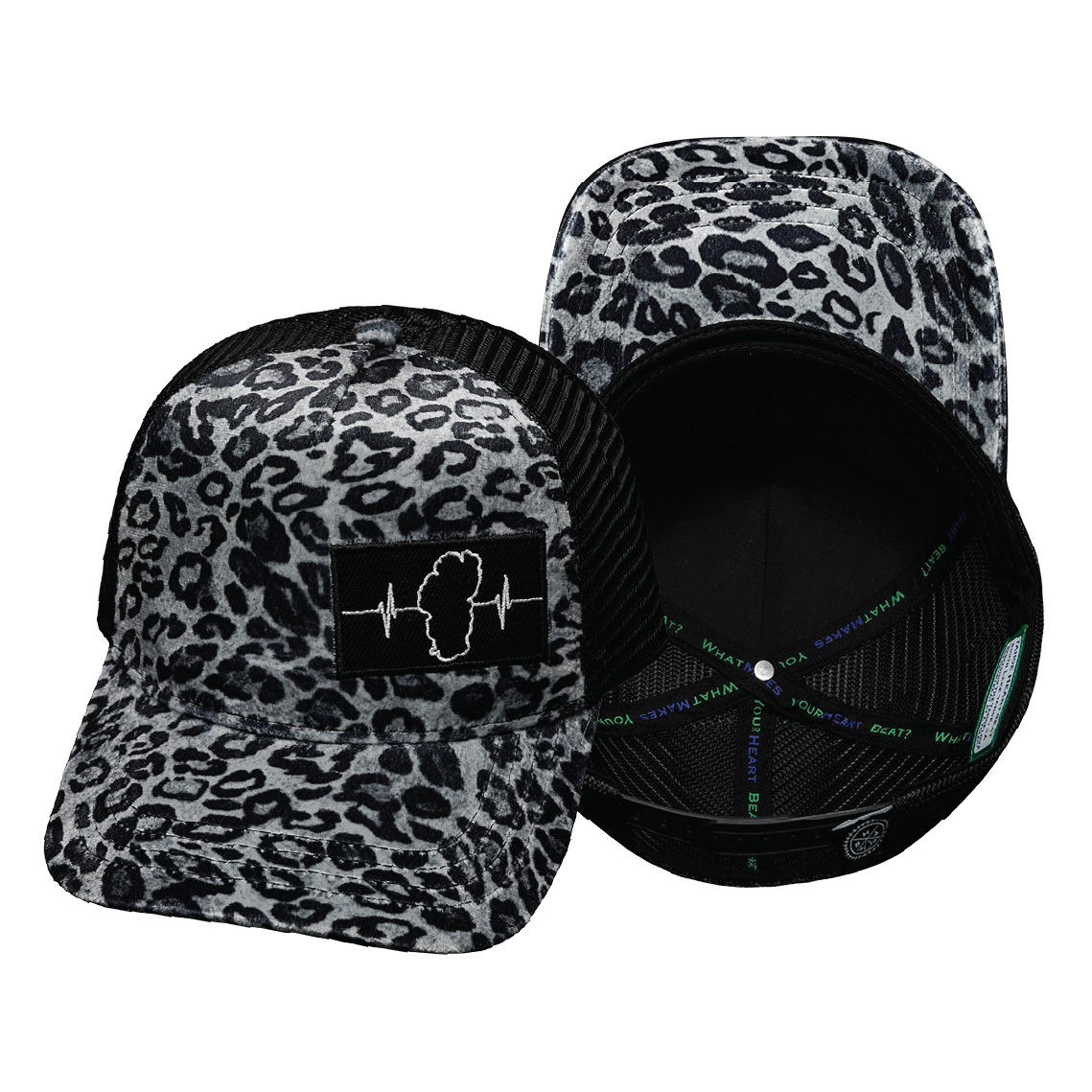Tahoe - 5 Panel - Velvet - Silver Leopard Print - Trucker Mesh (Unisex)