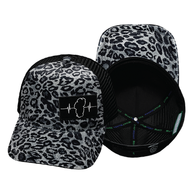 Tahoe - 5 Panel - Velvet - Silver Leopard Print - Trucker Mesh (Unisex)