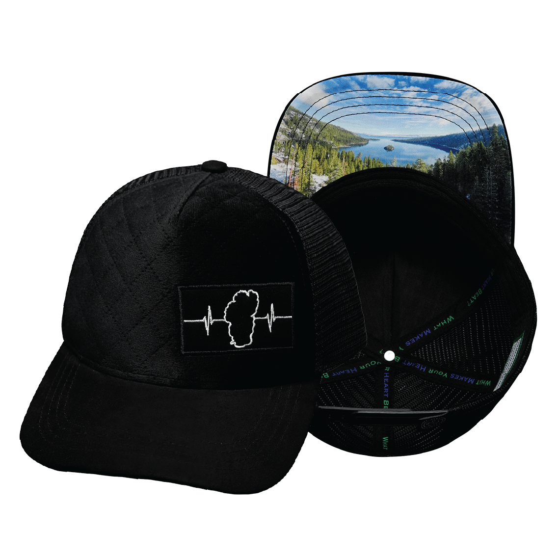 Tahoe - 5 Panel - Quilted Velvet - Black - Trucker Mesh (Unisex)