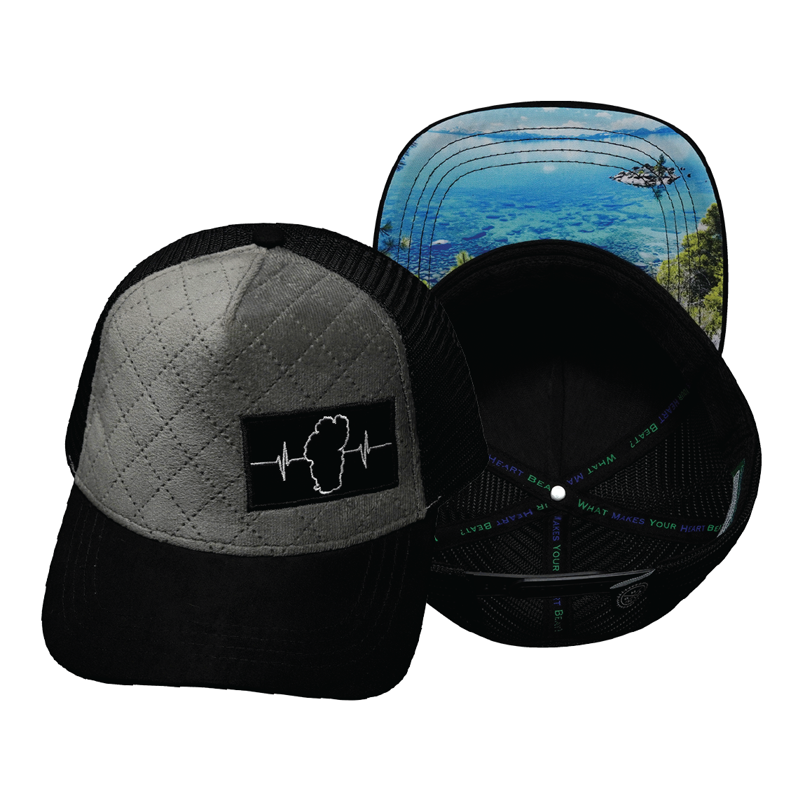 Tahoe - 5 Panel - Quilted Velvet - Black / Gray - Trucker Mesh (Unisex)