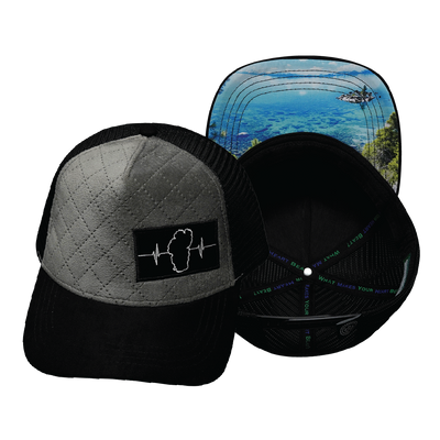 Tahoe - 5 Panel - Quilted Velvet - Black / Gray - Trucker Mesh (Unisex)