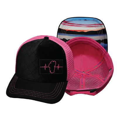 Tahoe - 5 Panel - Quilted Velvet - Black / Pink - Trucker Mesh (Unisex)