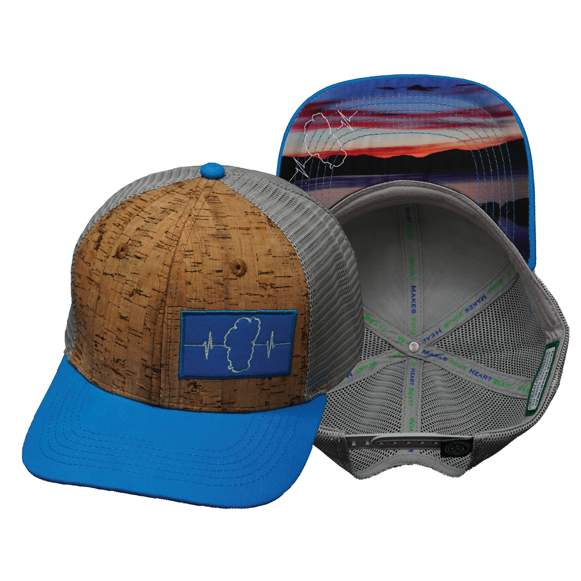 **YOUTH** Tahoe - 6 Panel - Cork - Teal / Gray - Trucker Mesh (Unisex)