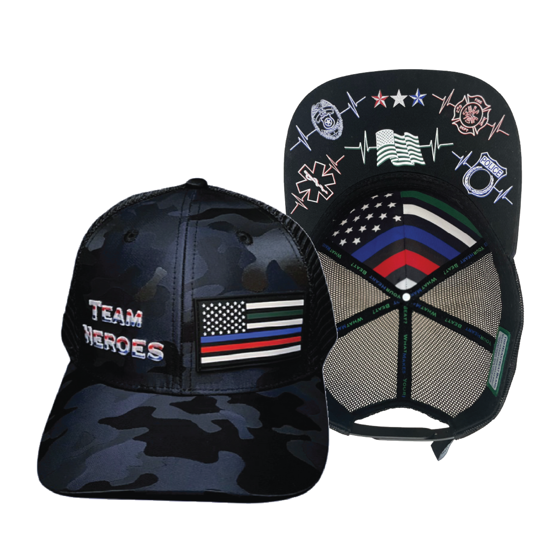 **YOUTH** Team Heroes - 6 Panel - Navy Camo / Black - Trucker Mesh (Unisex)