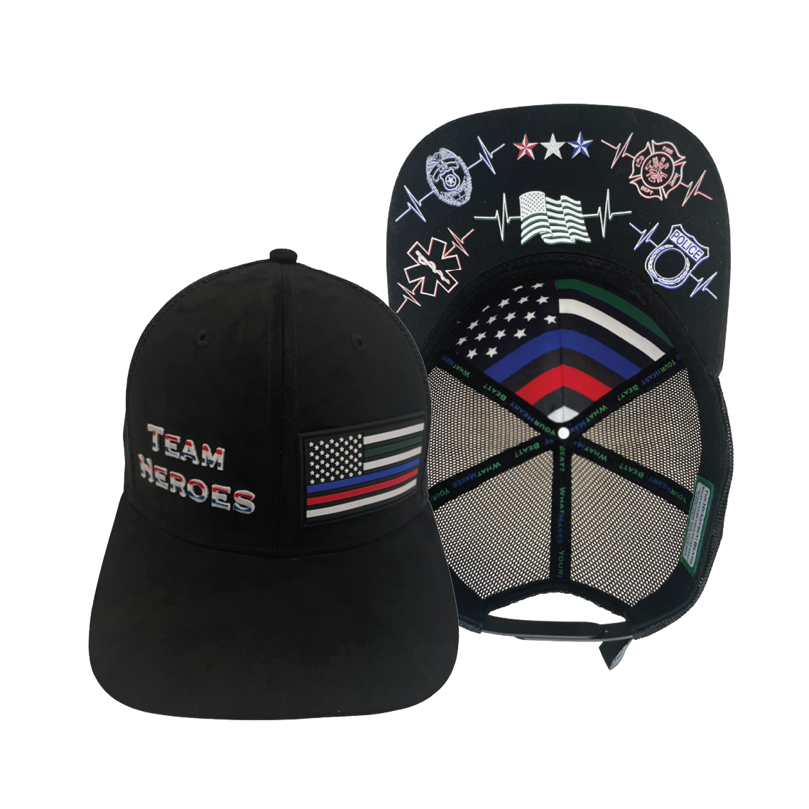 Team Heroes - 6 Panel - Suede - Black - Trucker Mesh (Unisex)