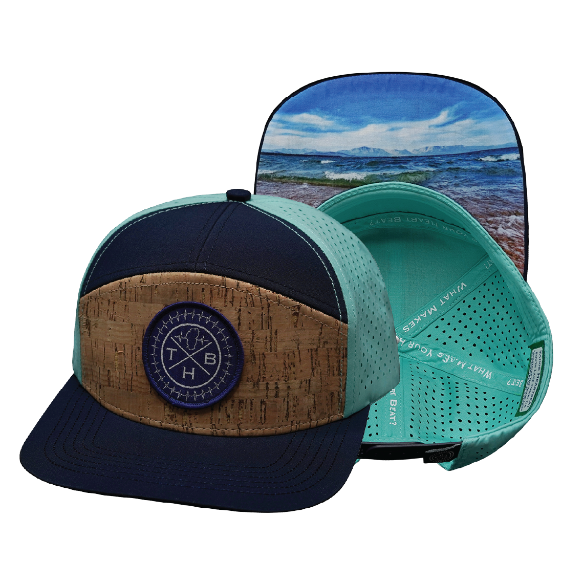 THB - 7 Panel - Cork - Navy / Teal - Laser Mesh (Unisex)