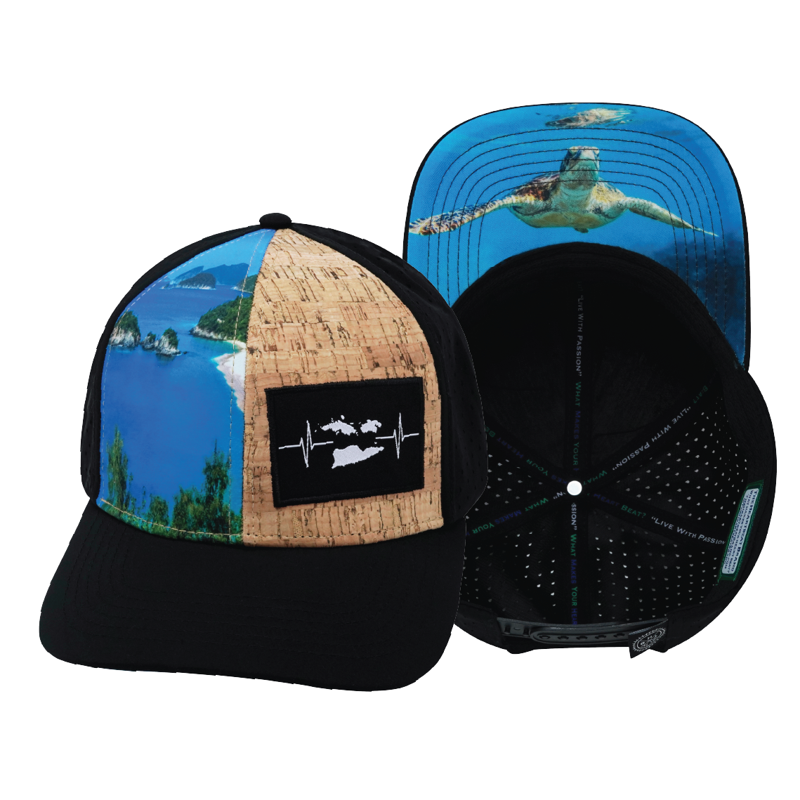 Virgin Islands - 6 Panel - Cork Hybrid - Ocean - Laser Mesh (Unisex)