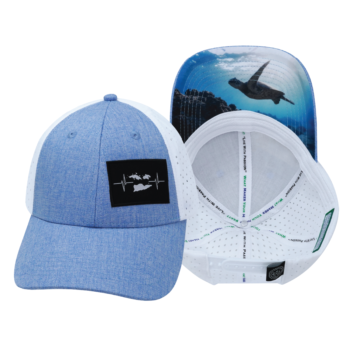 Virgin Islands - 6 Panel - Shallow Fit - Light Blue / White - Laser Mesh (Unisex)