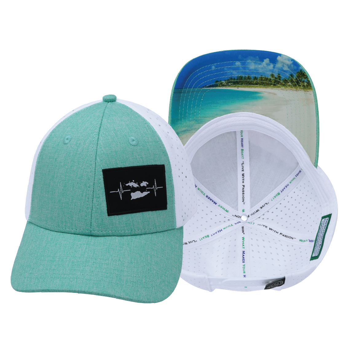 Virgin Islands - 6 Panel - Shallow Fit - Teal / White - Laser Mesh (Unisex)