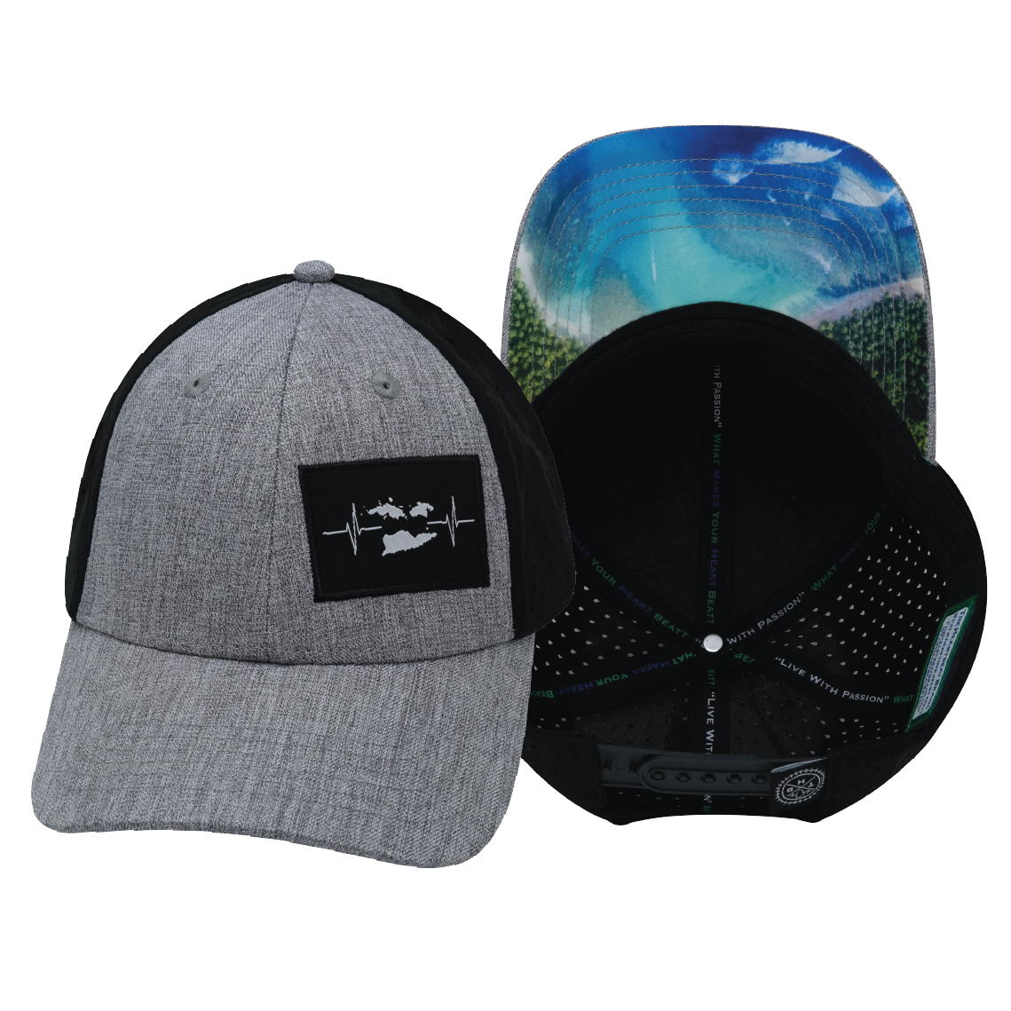 Virgin Islands - 6 Panel - Shallow Fit - Heather Gray / Black - Laser Mesh (Unisex)