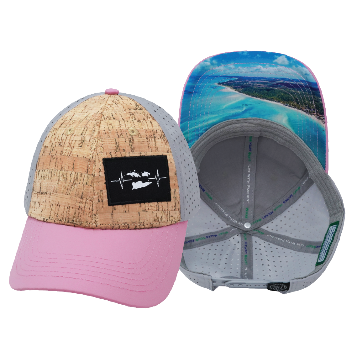 Virgin Islands - 6 Panel - Shallow Fit - Cork - Pink / Gray - Laser Mesh (Unisex)