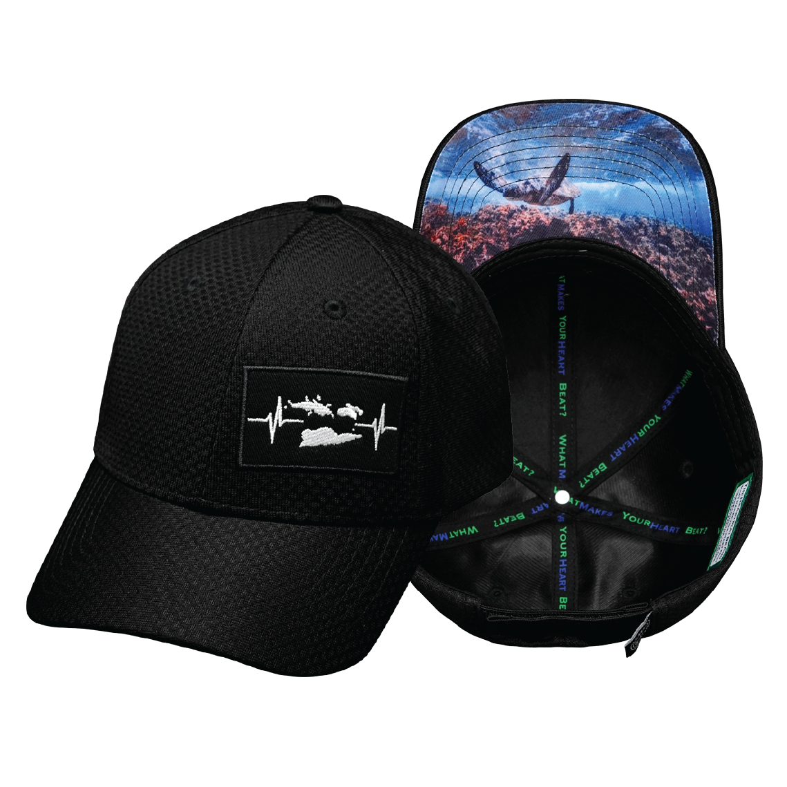Virgin Islands - 6 Panel - AirMesh - Athletic Fit - Black - Fabric Back (Unisex)