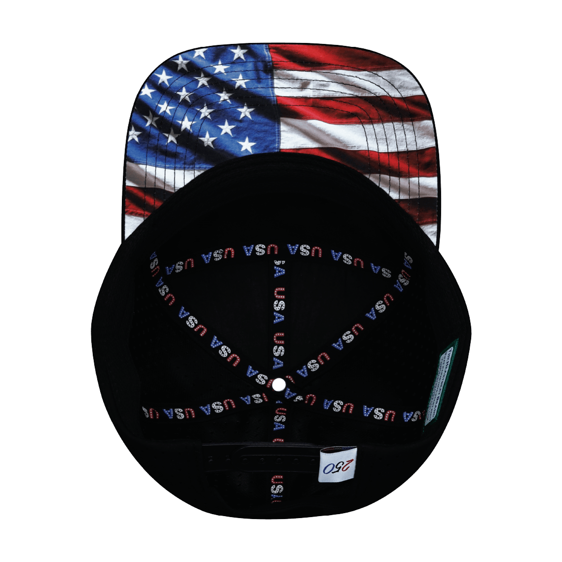USA Hat, Flat Bill, Snapback Hat, Black, White, Mens Hat, Womens Hat, Underbill Picture
