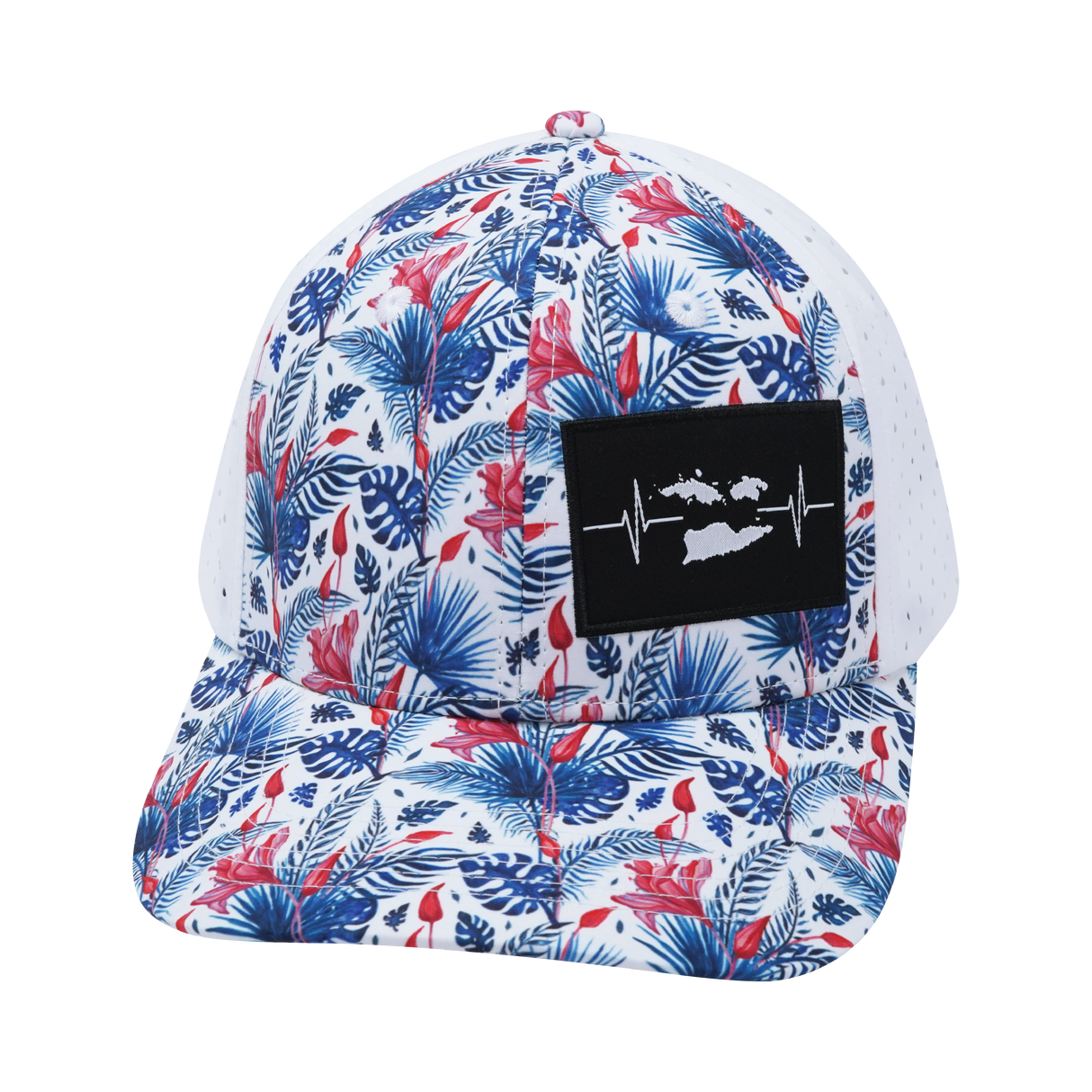 Virgin Islands - 6 Panel - Floral / White - Laser Mesh (Unisex)
