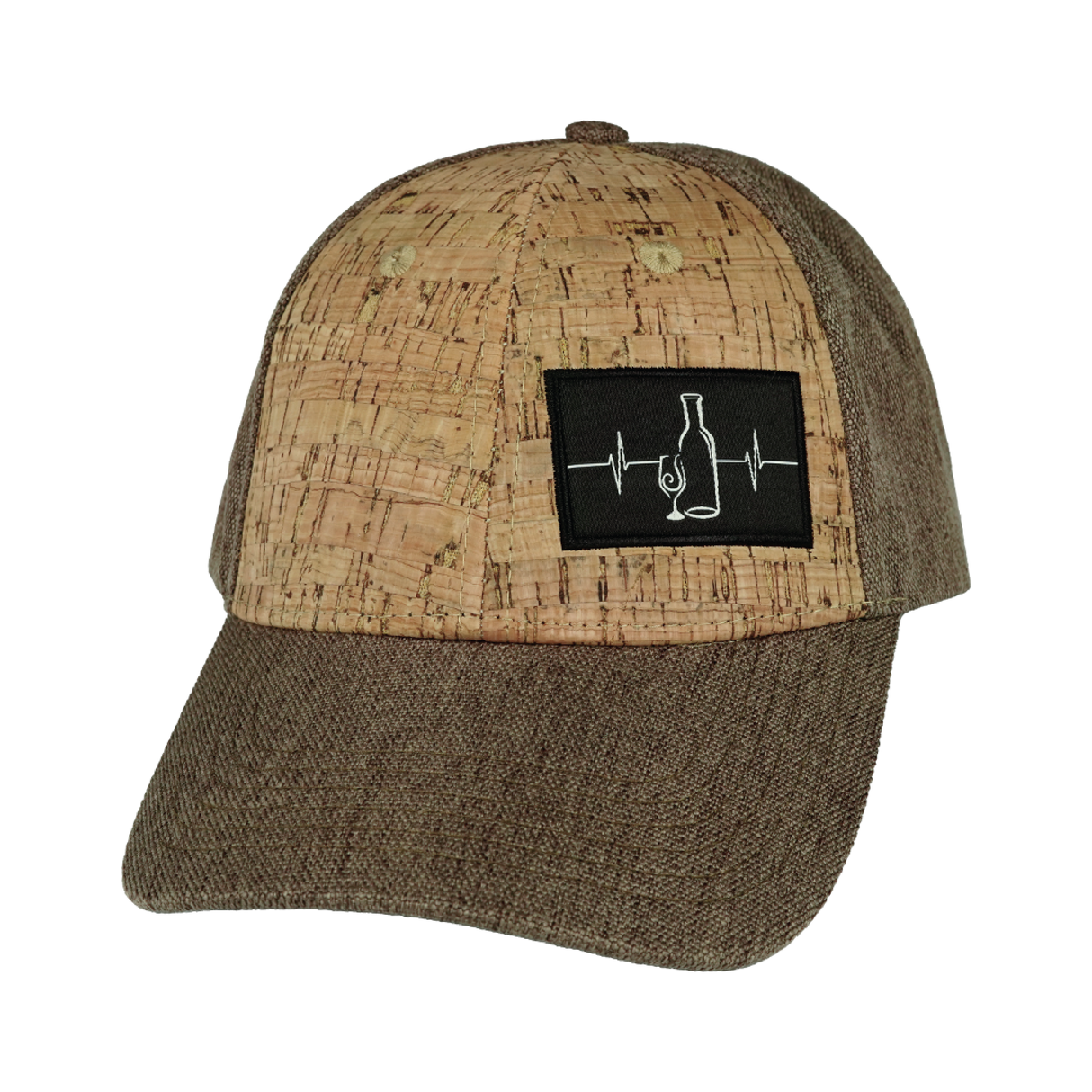 Wine - 6 Panel - Shallow Fit - Cork - Light Brown Hemp - Fabric Back (Unisex)