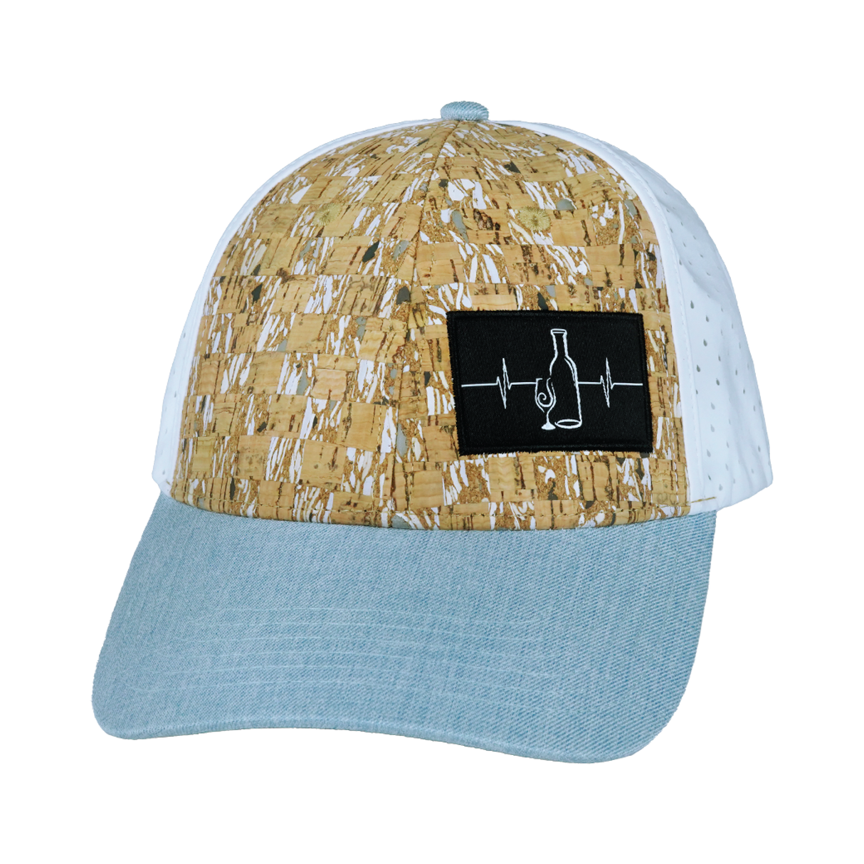 Wine - 6 Panel - Shallow Fit - Pony Tail - Cork - Baby Blue / White - Laser Mesh (Unisex)