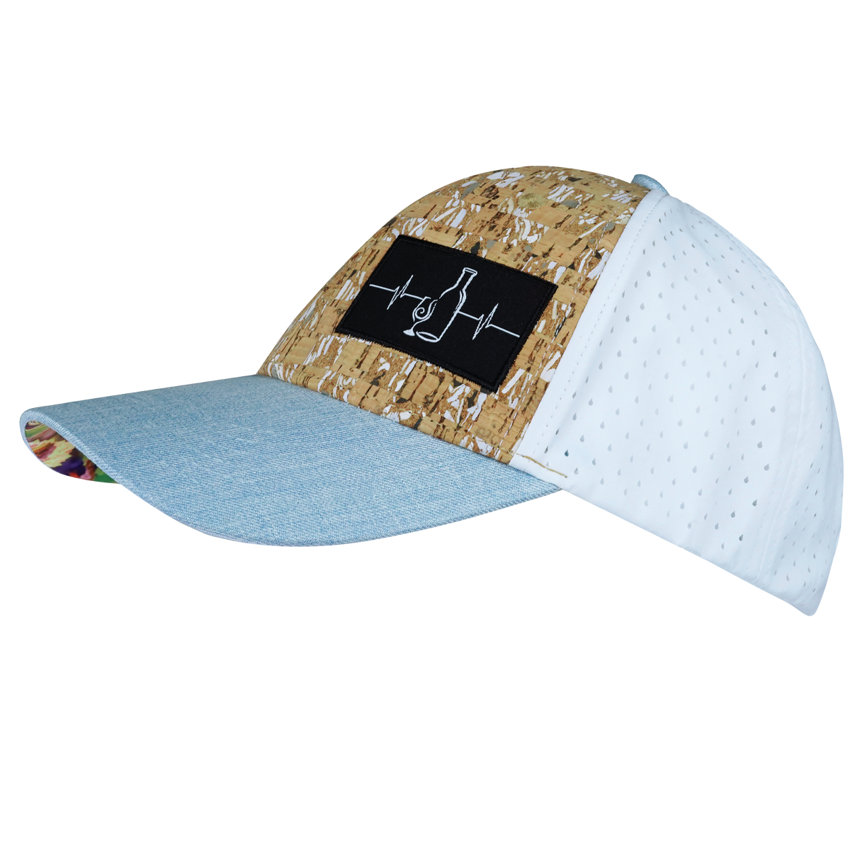 Wine - 6 Panel - Shallow Fit - Pony Tail - Cork - Baby Blue / White - Laser Mesh (Unisex)