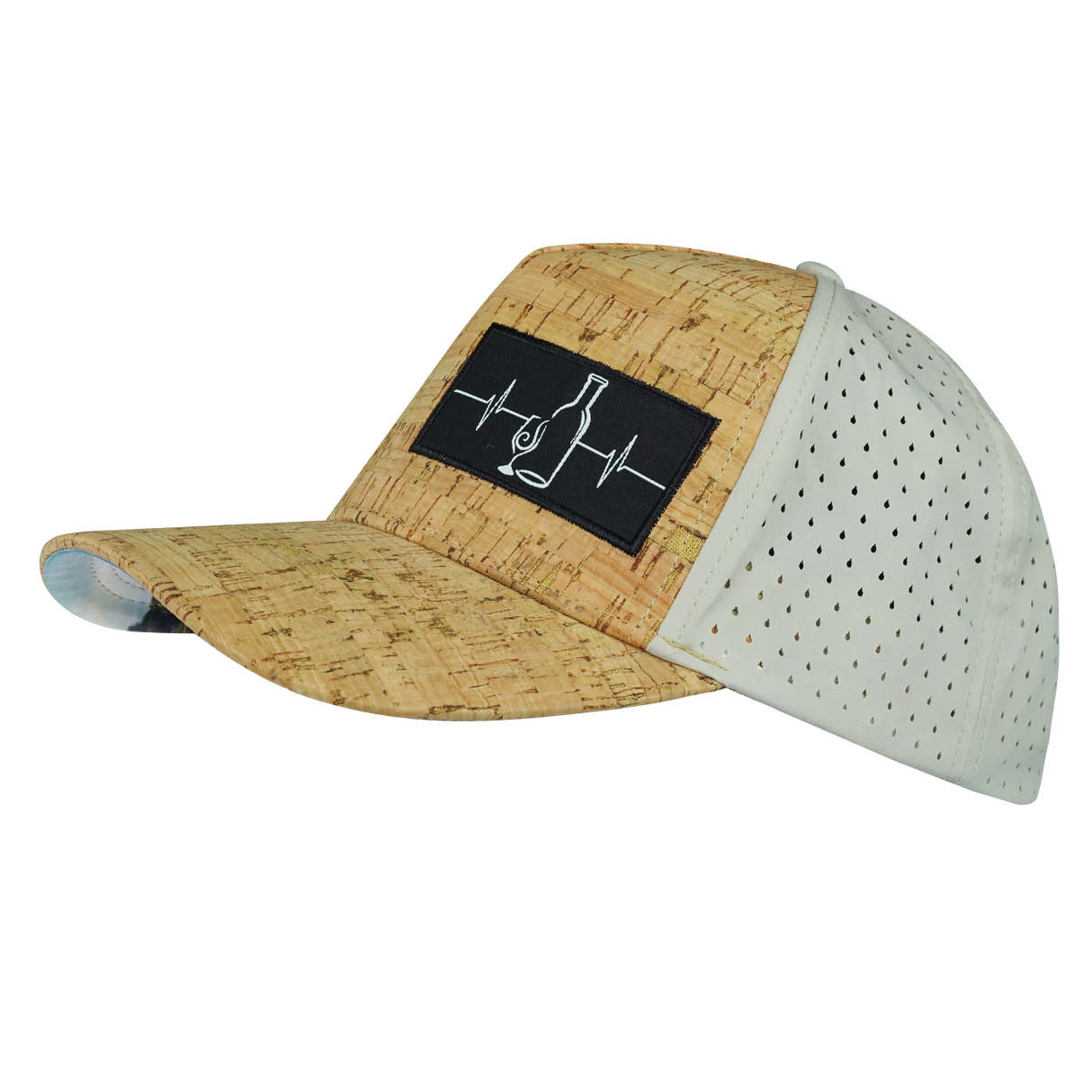 Wine - 5 Panel - Structured - Cork - Gray - Laser Mesh (Unisex)
