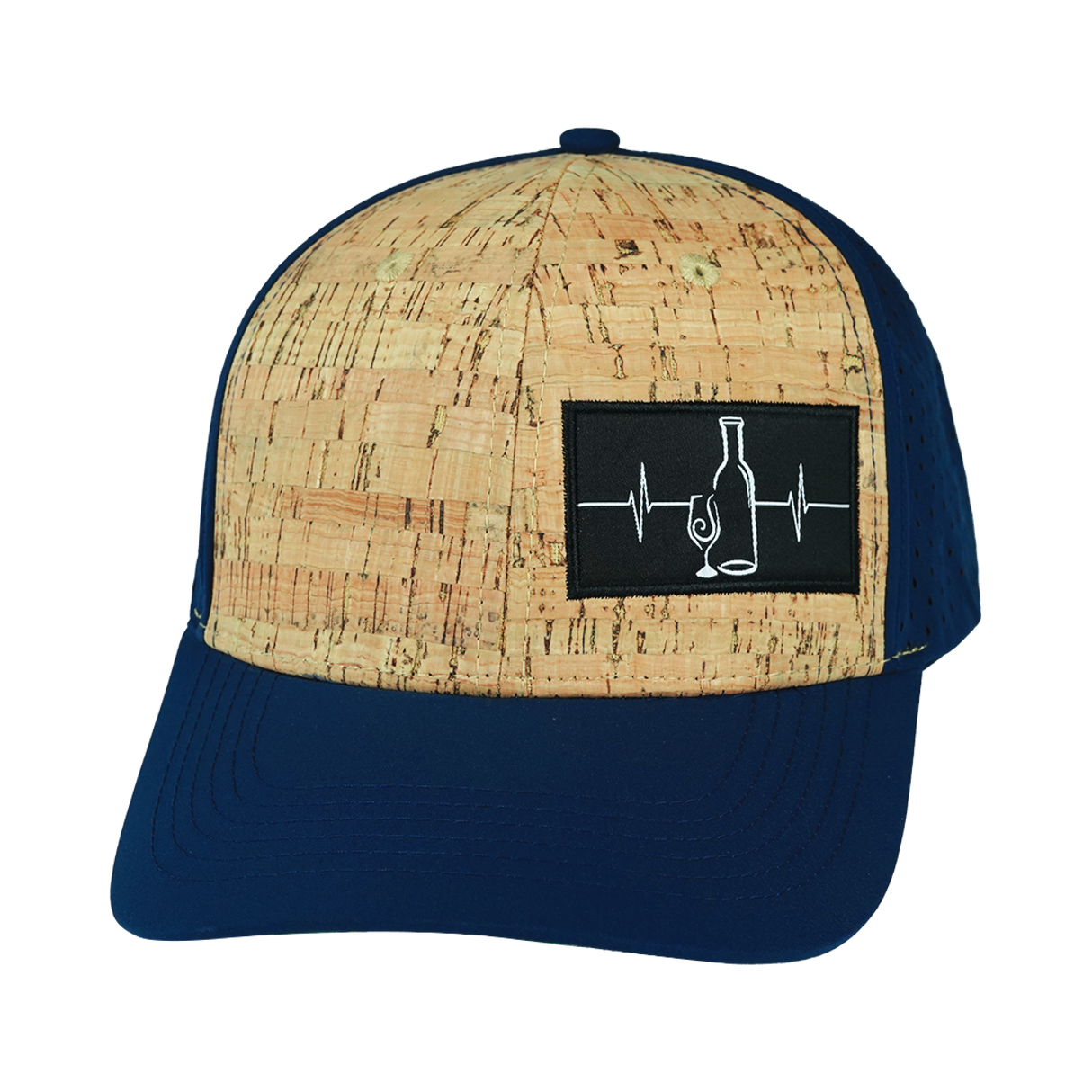 Wine - 6 Panel - Cork - Navy - Laser Mesh (Unisex)