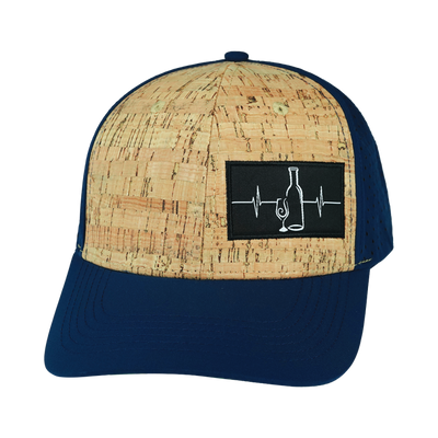 Wine - 6 Panel - Cork - Navy - Laser Mesh (Unisex)