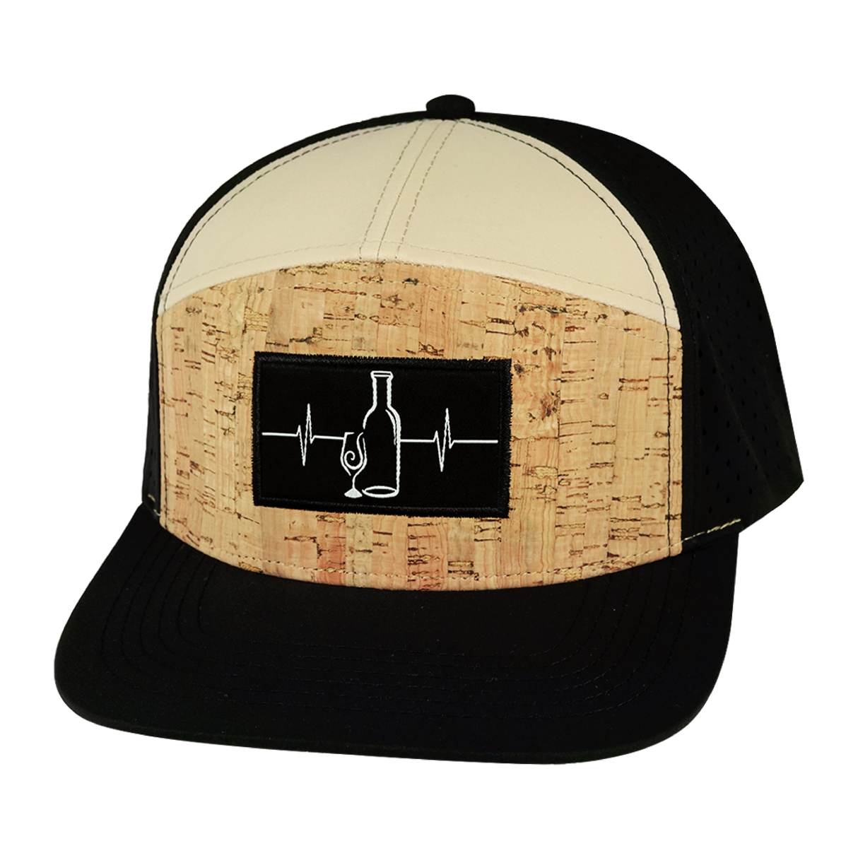 Wine - 7 Panel - Cork - Black / Tan - Laser Mesh (Unisex)