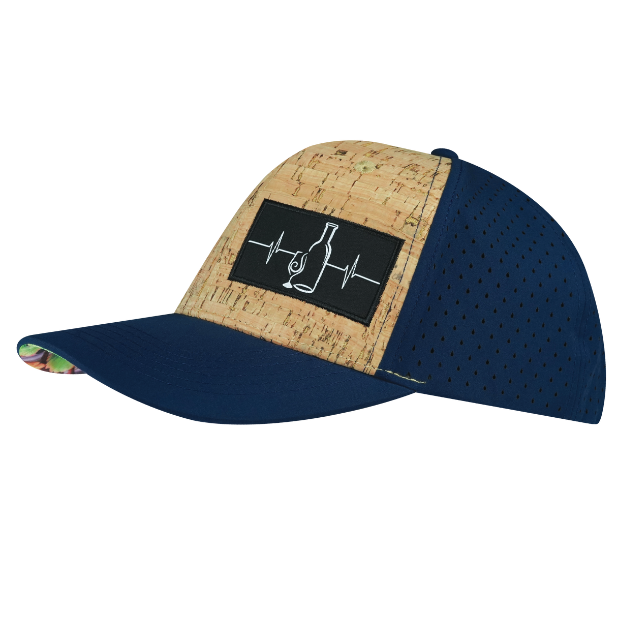 Wine - 6 Panel - Cork - Navy - Laser Mesh (Unisex)