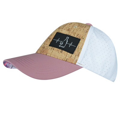 Wine - 6 Panel - Shallow Fit - Pony Tail - Cork - Dusty Pink / White - Laser Mesh (Unisex)