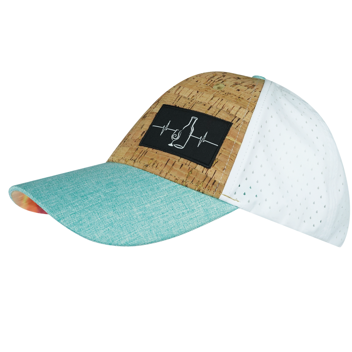 Wine - 6 Panel - Shallow Fit - Pony Tail - Cork - Mint / White - Laser Mesh (Unisex)