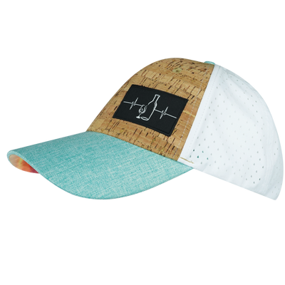 Wine - 6 Panel - Shallow Fit - Pony Tail - Cork - Mint / White - Laser Mesh (Unisex)