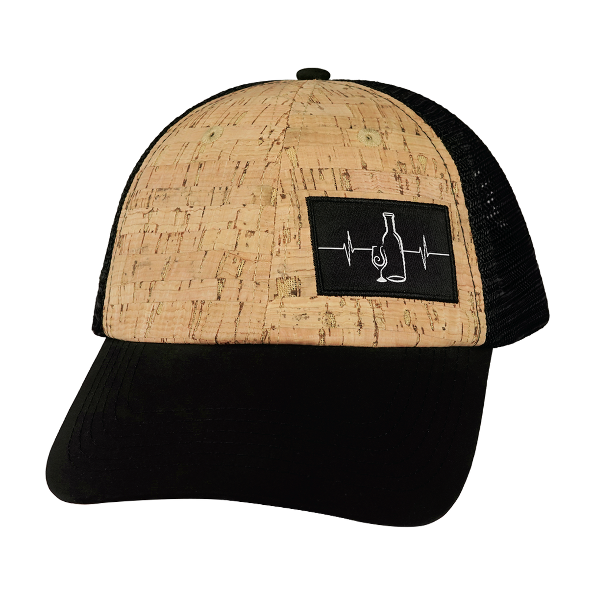 Wine - 6 Panel - Unstructured - Cork - Black Soft Trucker Mesh (Unisex)