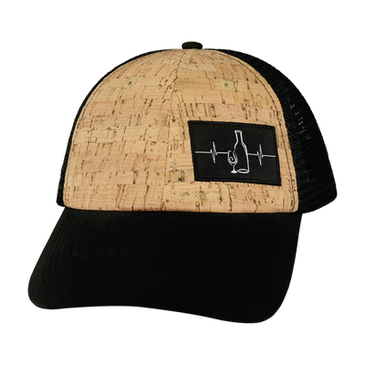 Wine - 6 Panel - Unstructured - Cork - Black Soft Trucker Mesh (Unisex)