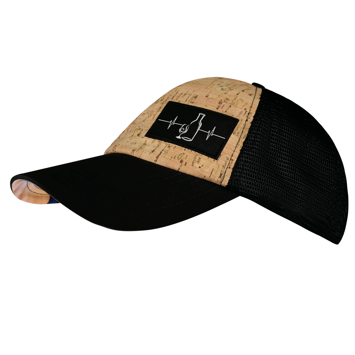 Wine - 6 Panel - Unstructured - Cork - Black Soft Trucker Mesh (Unisex)
