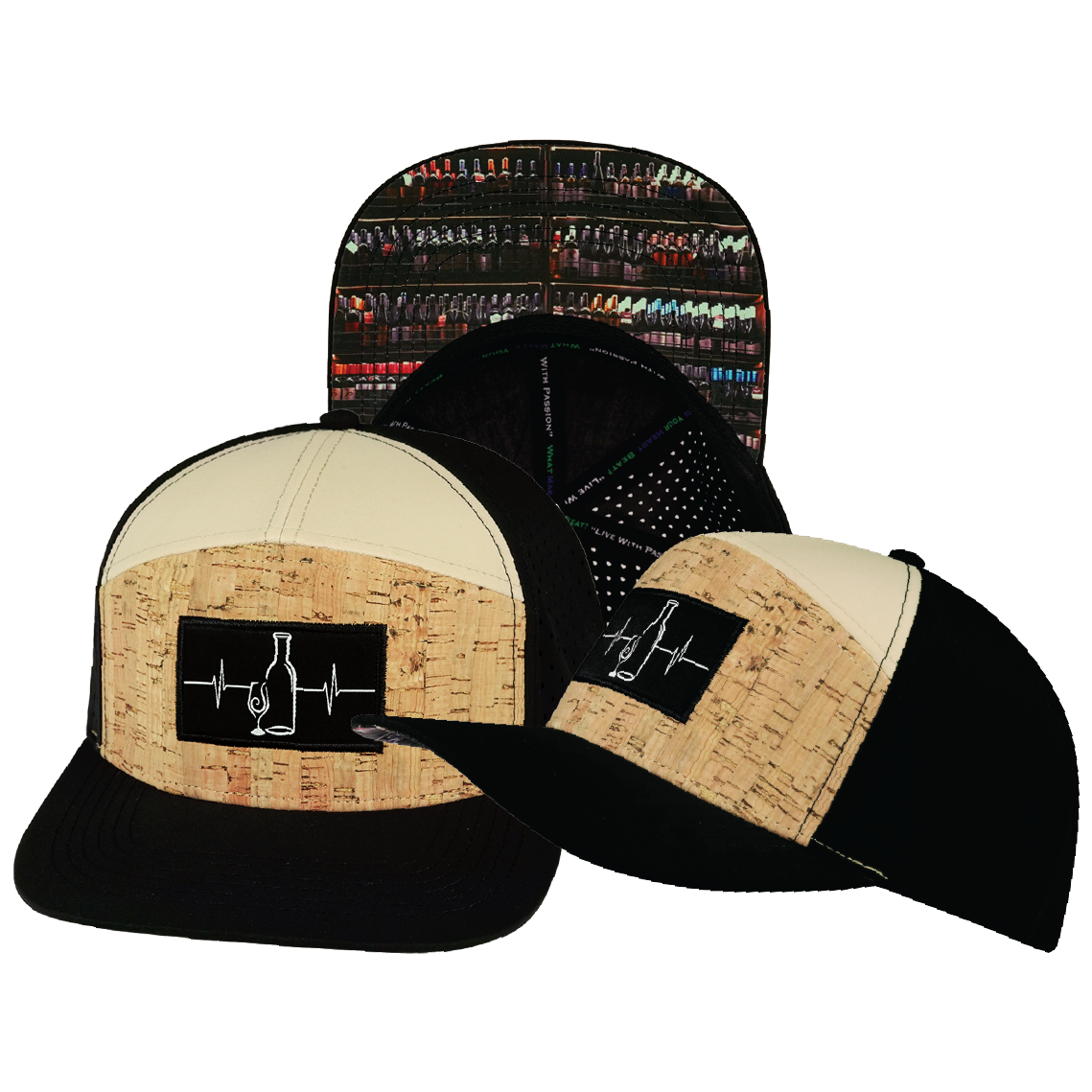 Wine - 7 Panel - Cork - Black / Tan - Laser Mesh (Unisex)