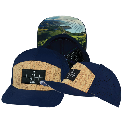 Wine - 7 Panel - Cork - Navy - Laser Mesh (Unisex)