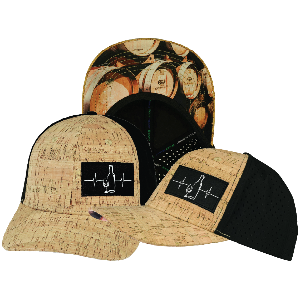 Wine - 6 Panel - Cork - Black - Laser Mesh (Unisex)