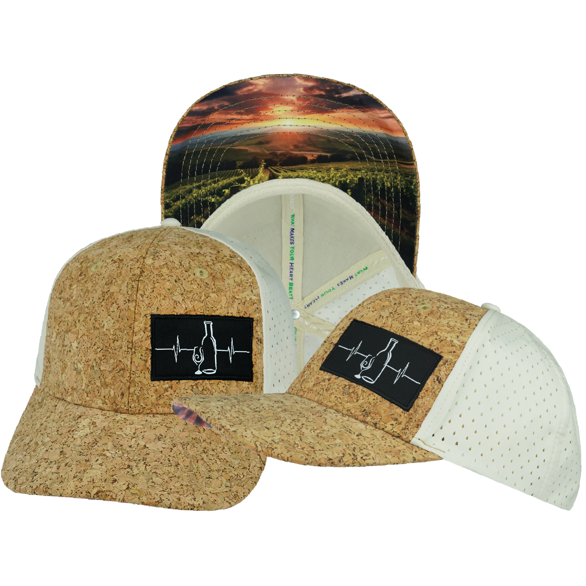 Wine - 6 Panel - Cork - Cream - Laser Mesh (Unisex)