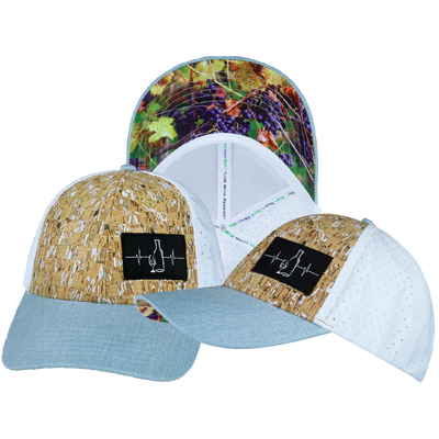 Wine - 6 Panel - Shallow Fit - Pony Tail - Cork - Baby Blue / White - Laser Mesh (Unisex)