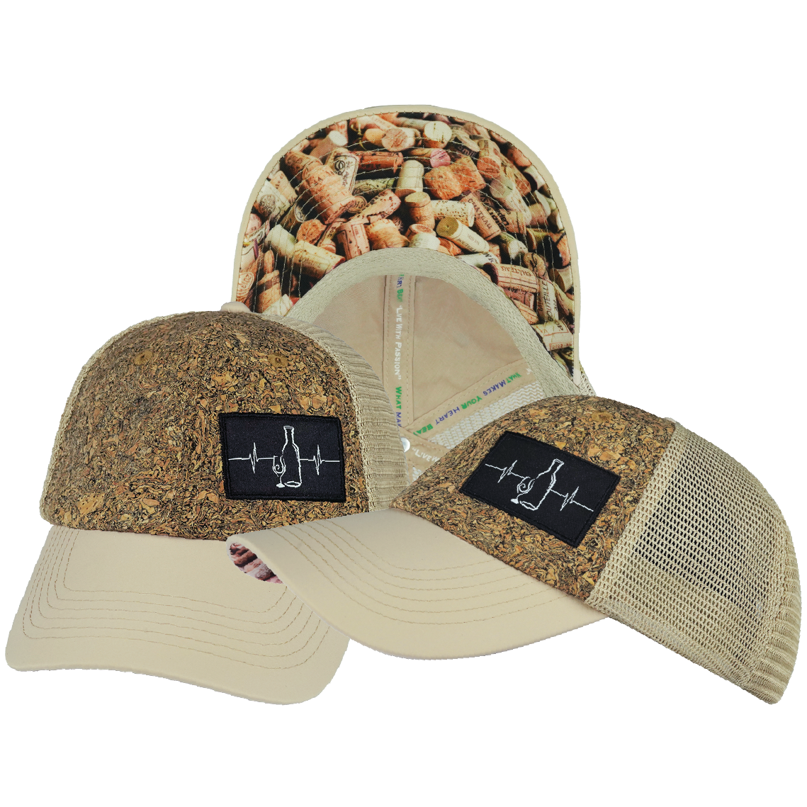Wine - 6 Panel - Unstructured - Cork - Cream - Soft Trucker Mesh (Unisex)