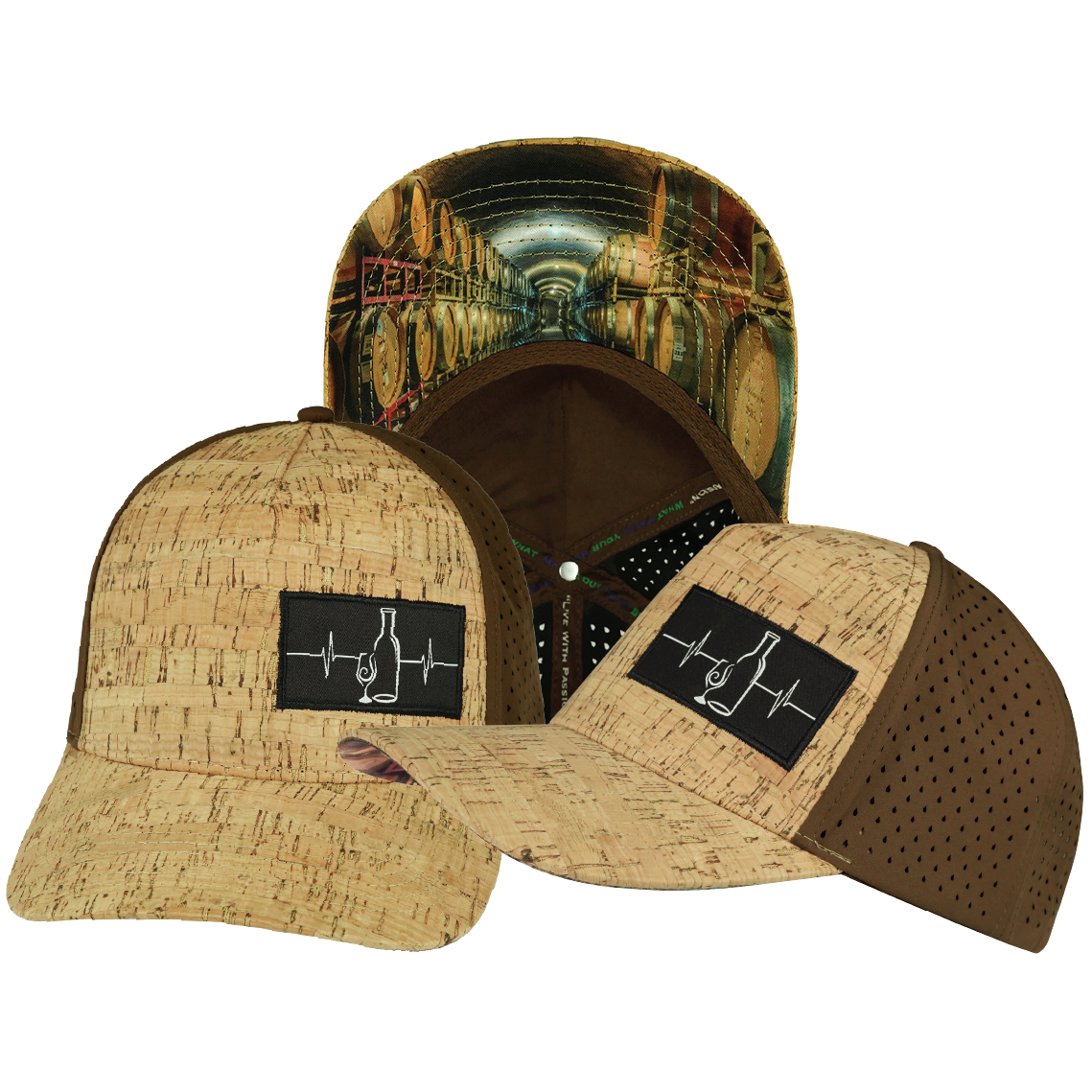 Wine - 5 Panel - Structured - Cork - Brown - Laser Mesh (Unisex)