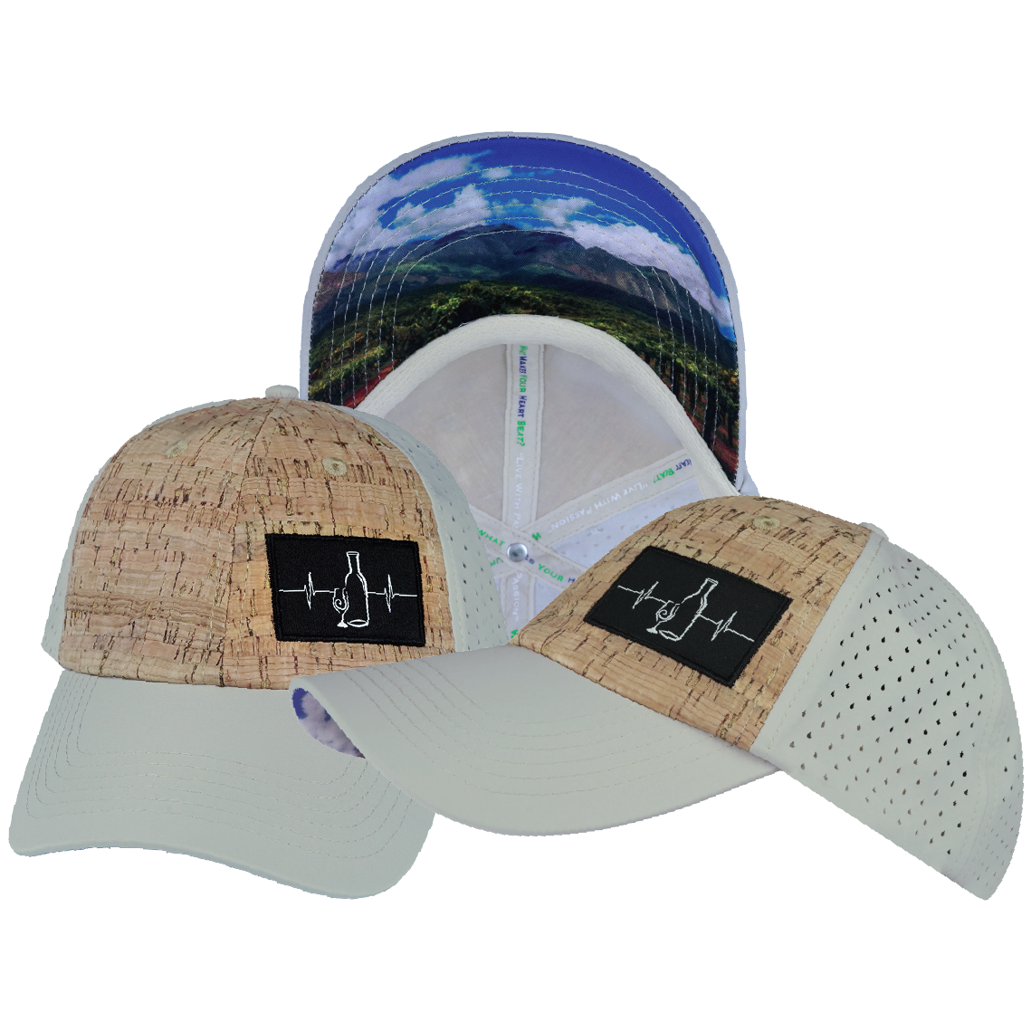 Wine - 6 Panel - Unstructured - Cork - Gray - Laser Mesh (Unisex)