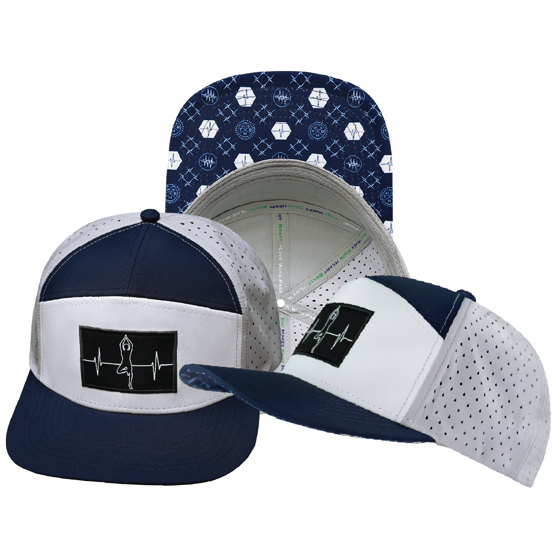 Yoga - 7 Panel - Navy / White / Gray - Laser Mesh (Unisex)