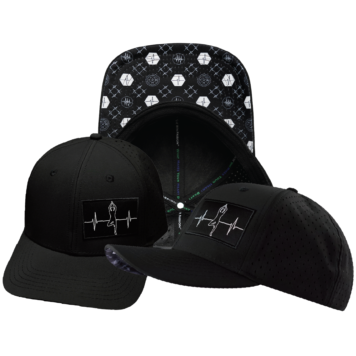 Yoga - 6 Panel - Black - Laser Mesh (Unisex)