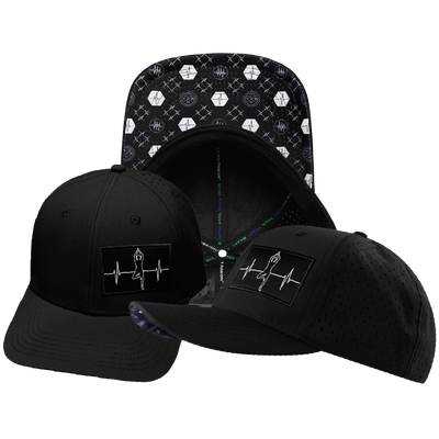 Yoga - 6 Panel - Black - Laser Mesh (Unisex)