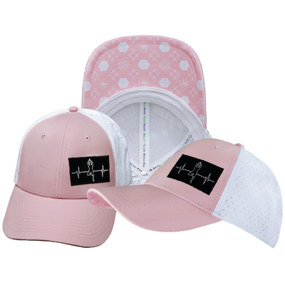 Yoga - 6 Panel - Shallow Fit - Pony Tail - Pink / White - Laser Mesh (Unisex)