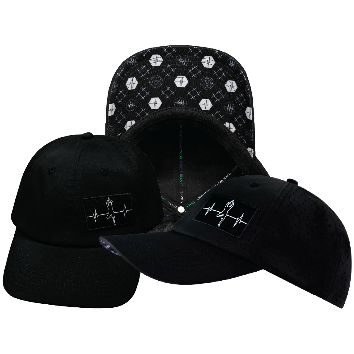 Yoga - 6 Panel - Unstructured - Relaxed Fit - Pony Tail - Black - Laser Mesh (Unisex)