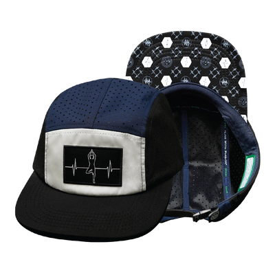 Yoga - 5 Panel - Sporty - Unstructured - Pony Tail - Black / White / Navy - Laser Mesh (Unisex)