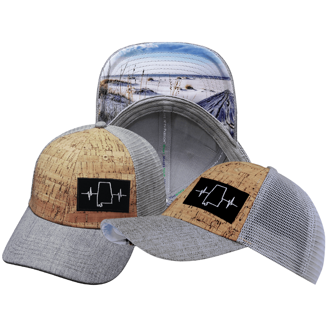 Alabama Hat — Low Profile, Cork, Heather Gray / Gray, Trucker Mesh