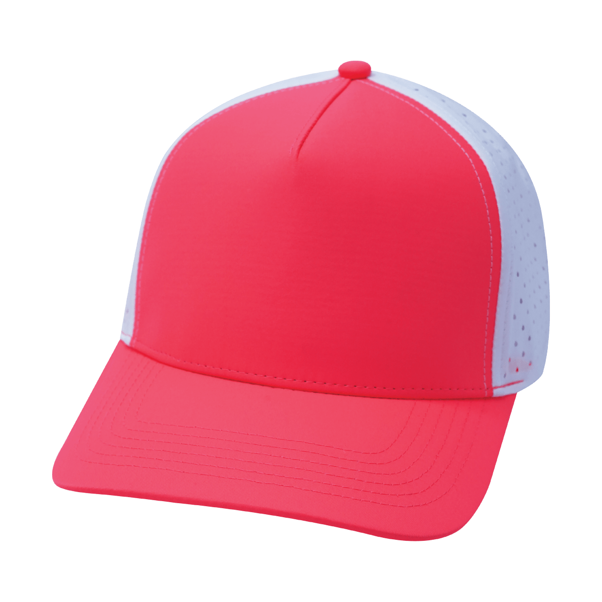 Blank - 5 Panel - Structured - Neon Peach / White (Unisex) - Laser Mesh