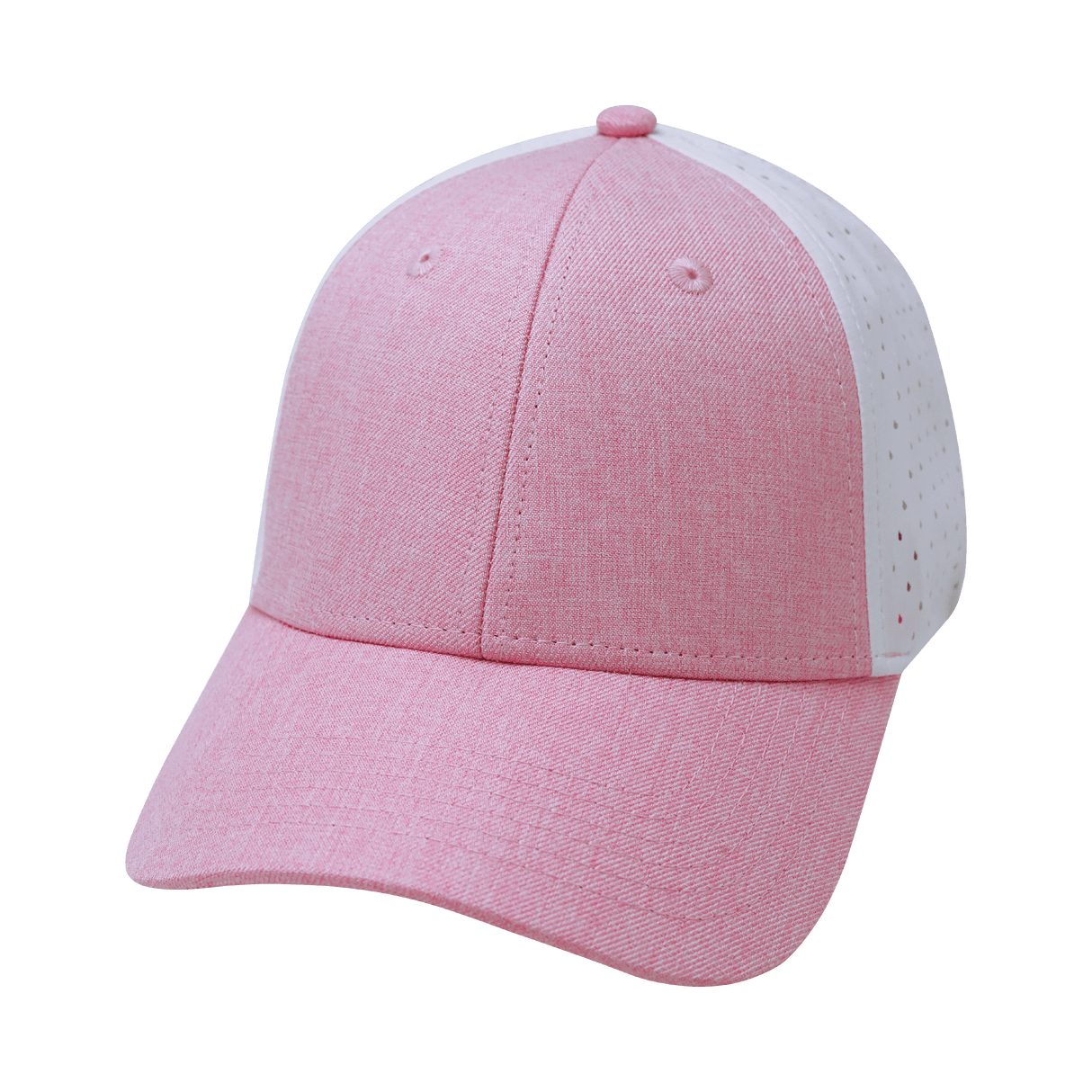 Blank - 6 Panel - Shallow Fit - Pony Tail - Pink / White (Unisex) - Laser Mesh