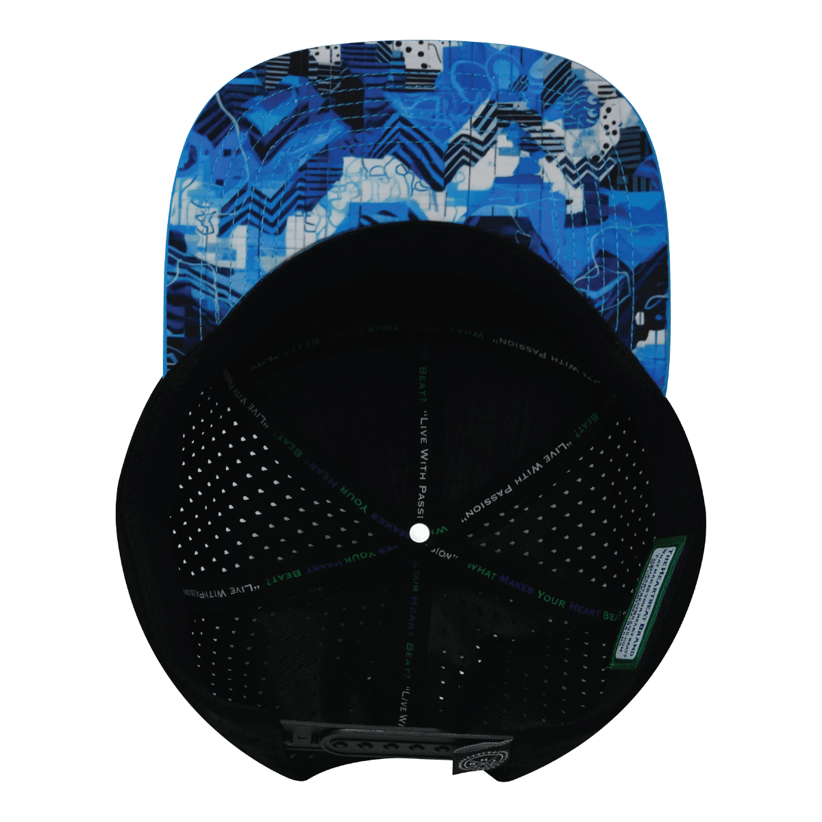 Color Vibes Hat, Flat Bill, Snapback Hat, Blue Shock, Neon Blue, White, Black, Mens Hat, Womens Hat, Underbill Picture